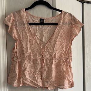 Wild Fable Pink Cap Sleeve Tie Front Blouse